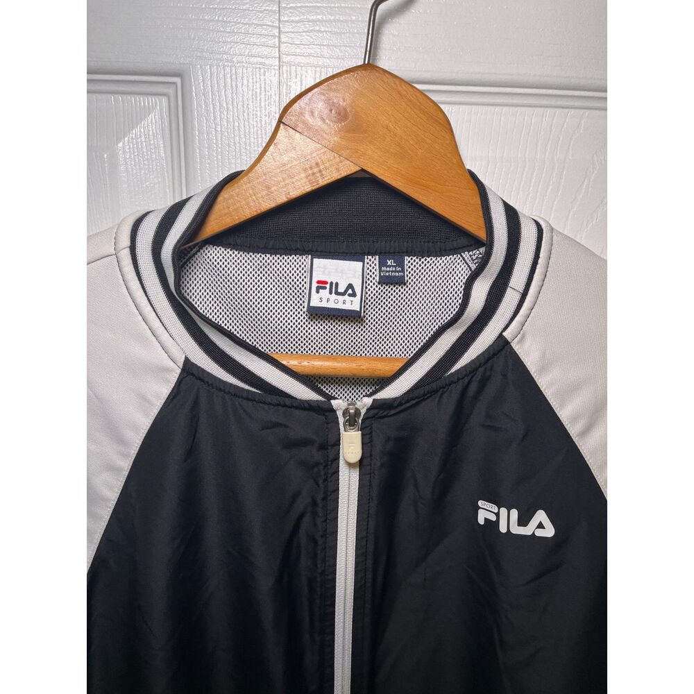 Fila Sport Womens XL Black White Zip Up Athletic Track Jacket Activewear - Picture 2 of 4